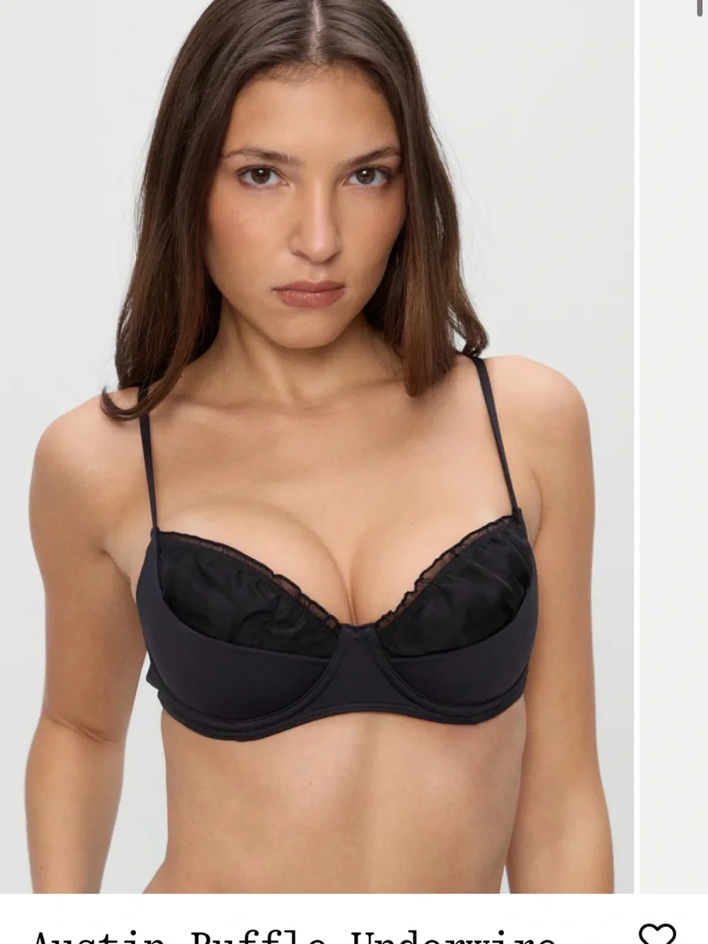 Frankie's Bikinis Black Ruffle Underwire Bra